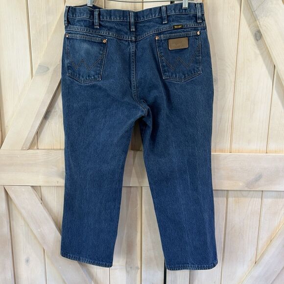 Wrangler Mens Jeans 36x24 Denim Blue 100% Cotton Workwear Farm Trucker 936PWD - Picture 4 of 10